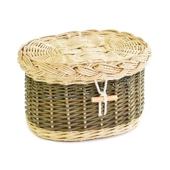 English Willow Ashes Casket Green and Light